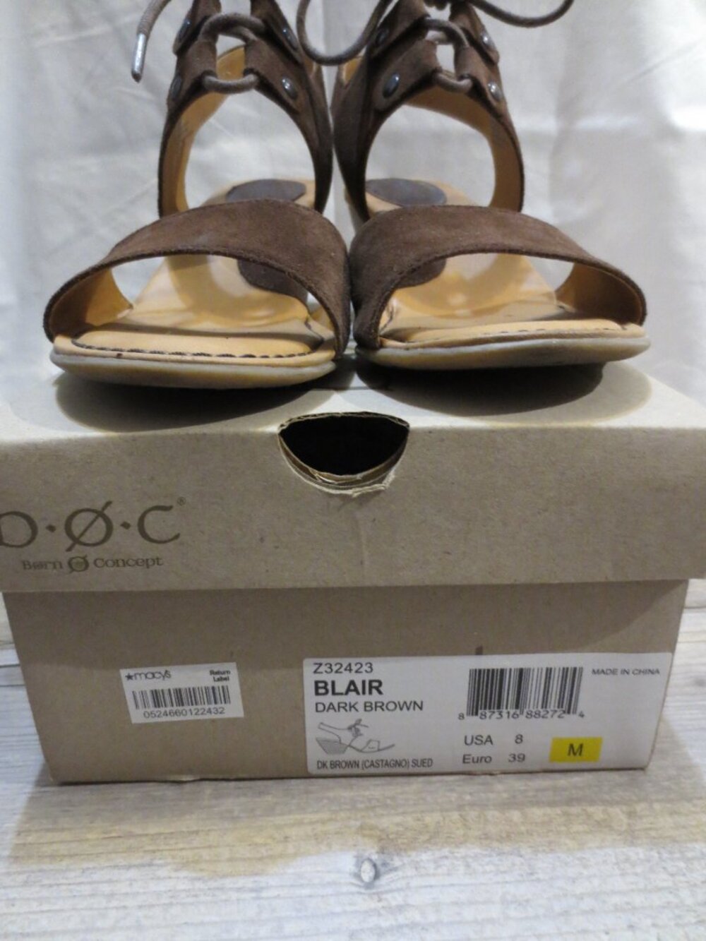 b.o.c Born Concept Blair Dark Brown Faux Suede Dressy Casual Heeled Sandal - 8 M - Picture 8 of 8